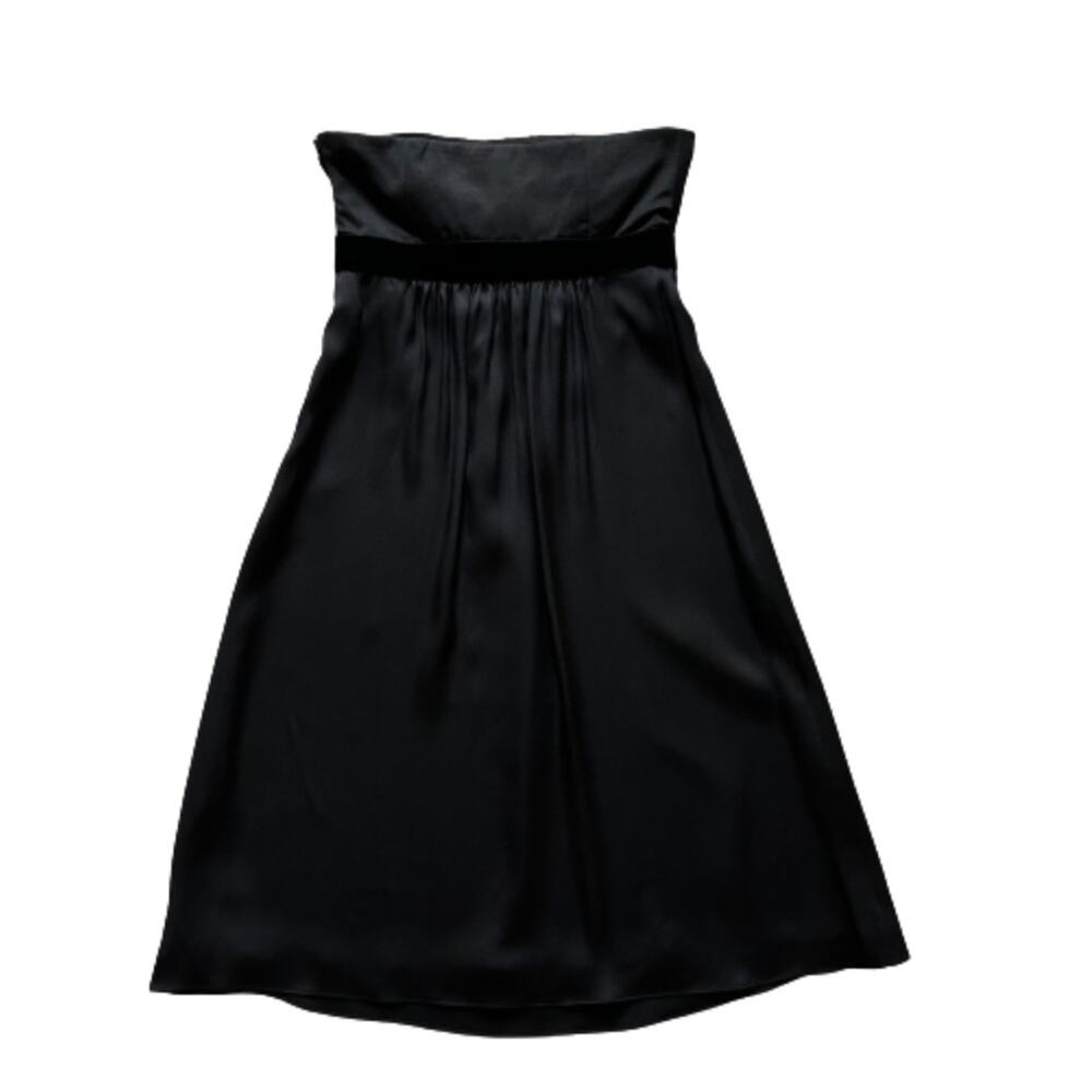 Banana Republic Dress Black Silk Strapless Velvet Ribbon Waist LBD Size 2 NEW - Picture 7 of 12